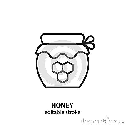 Honey jar line icon. Beekeeper vector concept. Vector Illustration