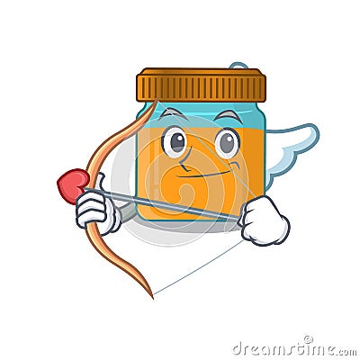 Honey jar in sweet romantic cupid cartoon drawing with arrow Vector Illustration