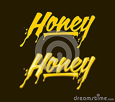 Honey lettering text. Vector Illustration