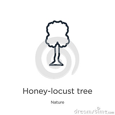 Honey-locust tree icon. Thin linear honey-locust tree outline icon isolated on white background from nature collection. Line Vector Illustration