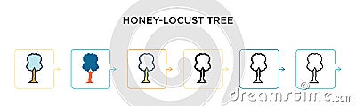 Honey-locust tree vector icon in 6 different modern styles. Black, two colored honey-locust tree icons designed in filled, outline Vector Illustration