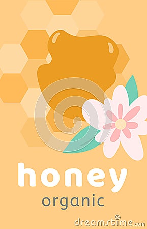 Honey organic advertising banner template, flat cartoon vector illustration. Vector Illustration