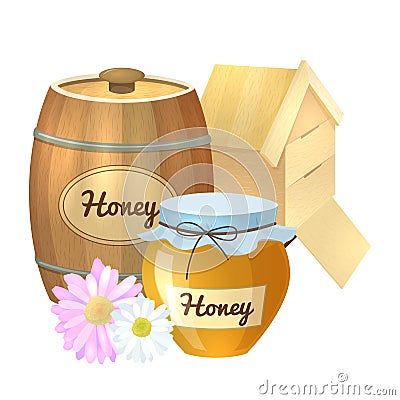 Honey pot illustration Vector Illustration