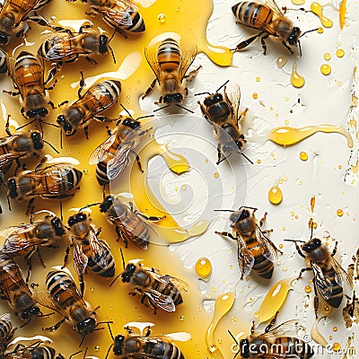 Honey richness with buzzing bees Stock Photo