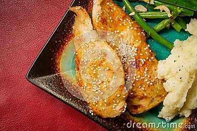 Honey Sesame Teriyaki Chicken Stock Photo