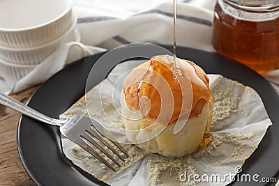 Honey soft cheese cake sweet pastries dessert still life closeup Stock Photo