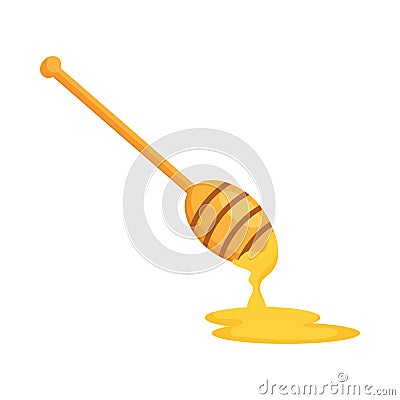 honey spoon pouring Cartoon Illustration