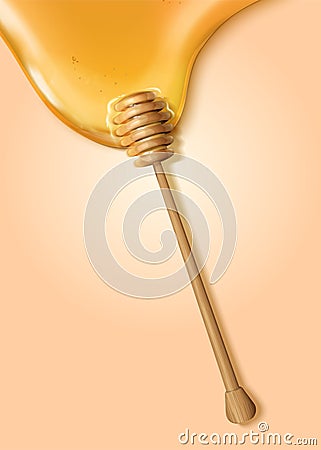 Honey syrup and dipper elements Vector Illustration