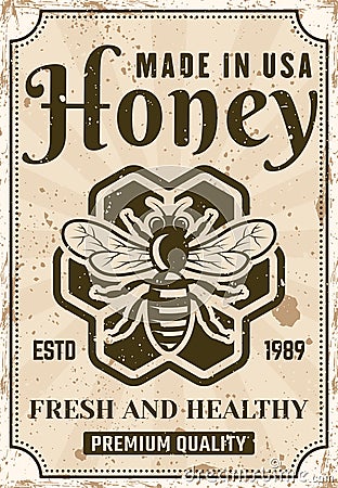 Honey vector advertising poster in vintage style Vector Illustration