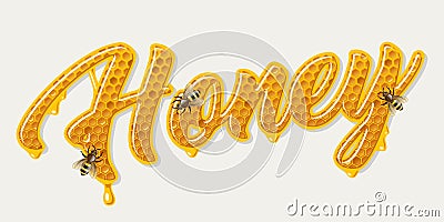 Honey comb lettering Vector Illustration