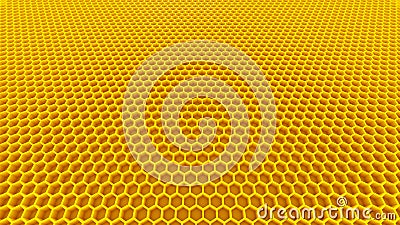 Honey yellow cells honeycomb background beehive hexagon background 3D illustration Cartoon Illustration