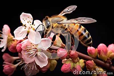 honeybee alighting on a flowering bush Stock Photo