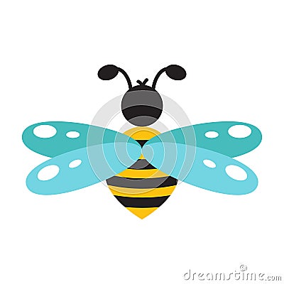 Honeybee cartoon icon isolated vector. Vector Illustration