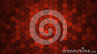 Honeycomb Grid tile random background or Hexagonal cell texture. in color Bright Red with dark or black gradient. Tecnology concep Stock Photo