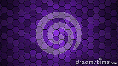 Honeycomb Grid tile random background or Hexagonal cell texture. in color Proton purple or violet with dark or black gradient. Tec Stock Photo