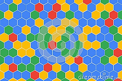 Honeycomb Grid tile random background of multicolor or colorful red blue green and yellow or Hexagonal cell texture. with differen Stock Photo