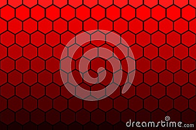 Honeycomb Grid tile rotate background or Hexagonal cell texture. in color red and black border style with gradient. Stock Photo