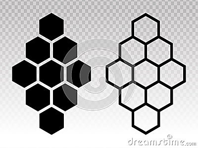 Honeycomb / honey comb flat icon with hexagon pattern for apps and websites Vector Illustration