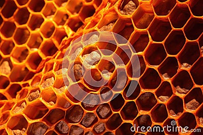 honeycomb pattern in sunlight, wild hive detail Stock Photo