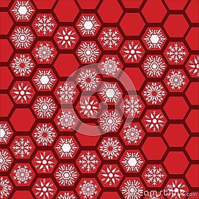 Honeycomb snowflake pattern background Vector Illustration