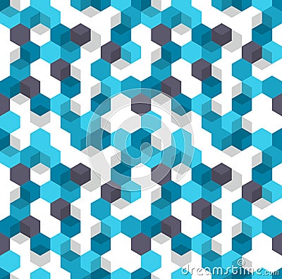 Honeycomb vector background. Seamless pattern of blue, white and black color for medical presentation. Modern geometric Vector Illustration