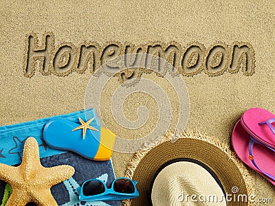 Honeymoon on the beach Stock Photo