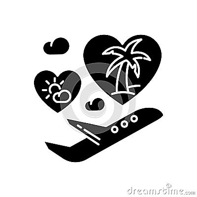 Honeymoon black glyph icon Vector Illustration
