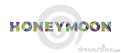 Honeymoon Concept Retro Colorful Word Art Illustration Vector Illustration