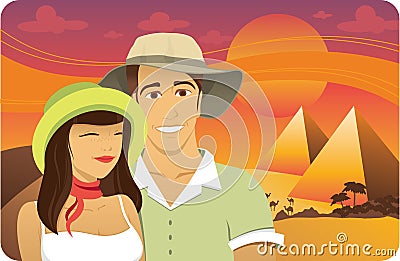 Honeymoon in Egypt Vector Illustration