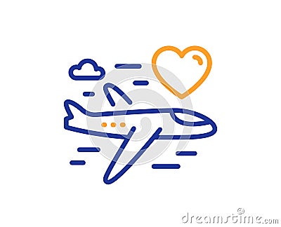 Honeymoon travel line icon. Love trip sign. Vector Vector Illustration