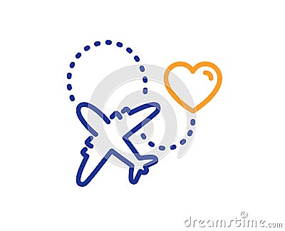 Honeymoon travel line icon. Love trip sign. Vector Vector Illustration