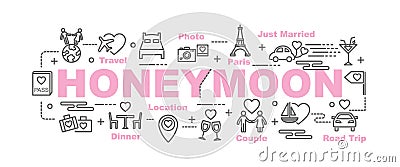 Honeymoon vector banner Vector Illustration