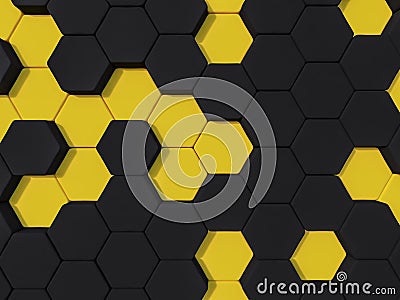 Honeyomb yellow black abstract 3d hexagon background Stock Photo