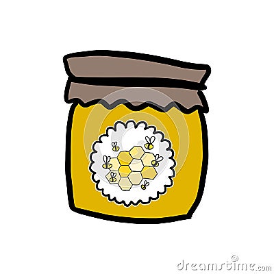 Honeypot. Jar full of honey. Vector Illustration