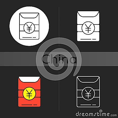 Hong Bao dark theme icon Vector Illustration