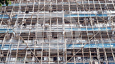 Hong Kong apartment bamboo scaffold safty renovate struction elevation Stock Photo