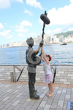 Statue, water, tourism, vacation, sculpture, sea, monument, fun, sky, recreation, travel Editorial Stock Photo