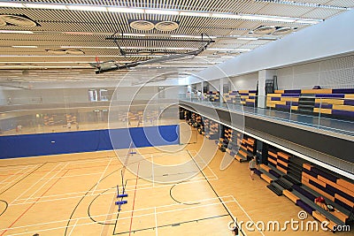 Sport, venue, structure, leisure, centre, indoor, games, and, sports, arena, floor, flooring, ceiling, hall, basketball, court, fi Editorial Stock Photo