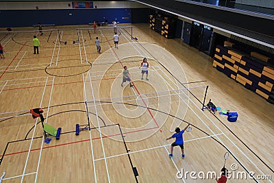 Sport, venue, sports, leisure, centre, ball, game, structure, games, competition, event, player, hobby, floor, flooring, indoor, a Editorial Stock Photo