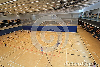 Sport, venue, leisure, centre, sports, structure, floor, arena, indoor, games, and, flooring, basketball, court, wood, competition Editorial Stock Photo