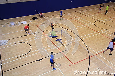 Sport, venue, sports, structure, ball, game, competition, event, leisure, centre, net, basketball, court, tournament, flooring, fl Editorial Stock Photo