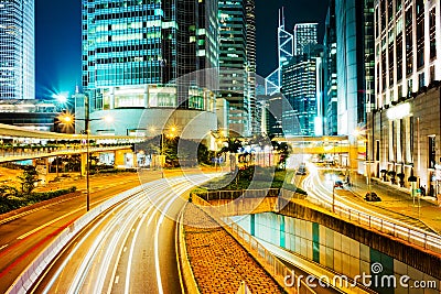 Hong Kong bussines center at night Stock Photo