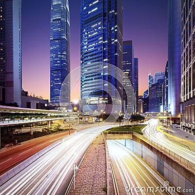 Hong Kong bussines center at sunrise Stock Photo