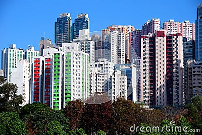 Hong Kong: Causeway Bay Apartment Towers Editorial Stock Photo