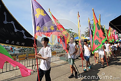 Festival, flag, crowd, fair, tourism, event, recreation, public, fÃªte, fun, demonstration Editorial Stock Photo