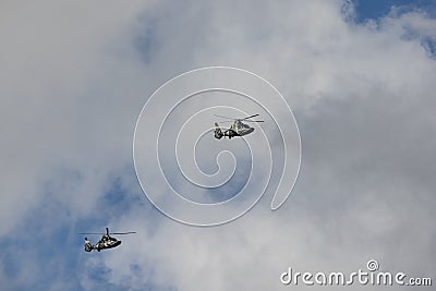 People`s Liberation Army helicopters patrol over the sky of Hong Kong Editorial Stock Photo