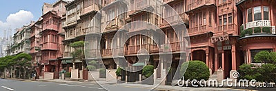 Hong Kong, China, Central district mansions, with facades and decorative elements Stock Photo