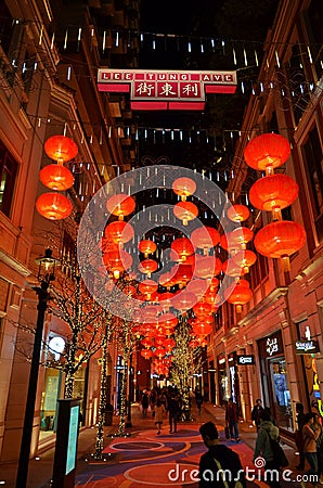 HONG KONG, CHINA - MARCH 12 : Decoration light christmas celebration at wan chai Lee Tung Ave Editorial Stock Photo