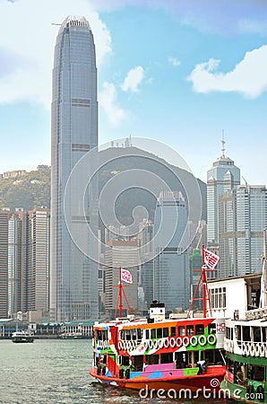 HONG KONG, CHINA - MARCH 13 : Ferry cruising Victoria harbor Editorial Stock Photo