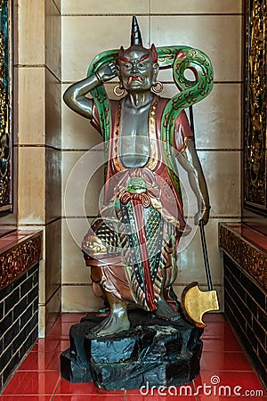 Devil statue at Tung Shan Temple, Hong Kong China Editorial Stock Photo